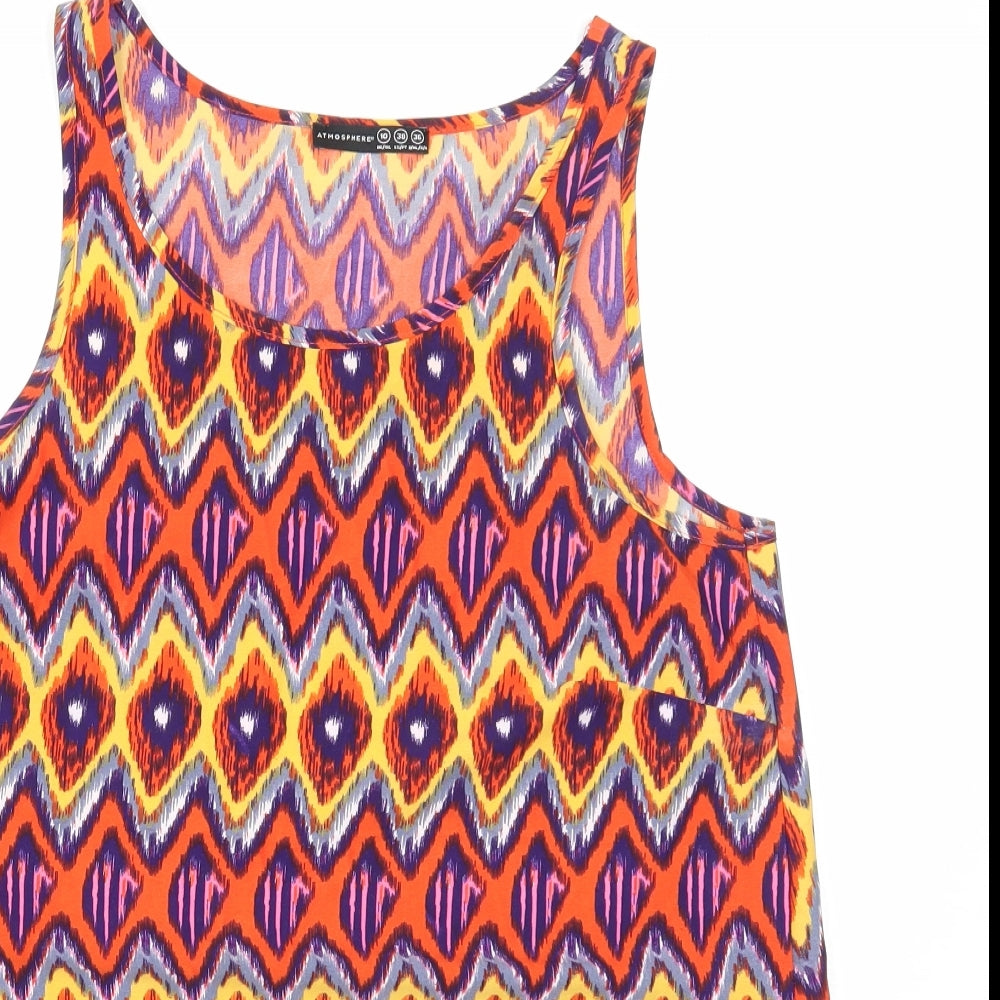 Atmosphere Womens Multicoloured Geometric Polyester Basic Tank Size 10 Round Neck