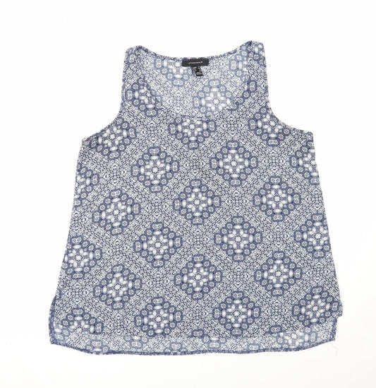 Atmosphere Womens Blue Geometric Polyester Basic Tank Size 12 Round Neck