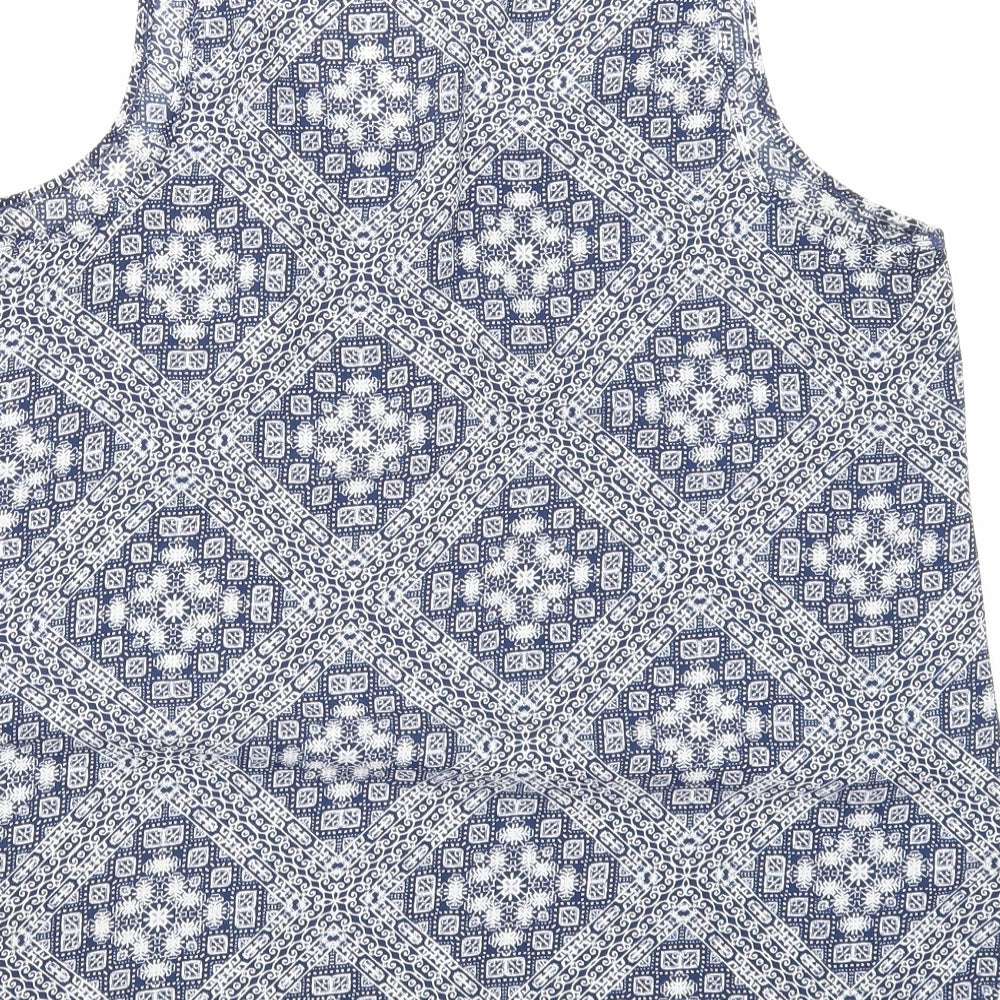 Atmosphere Womens Blue Geometric Polyester Basic Tank Size 12 Round Neck