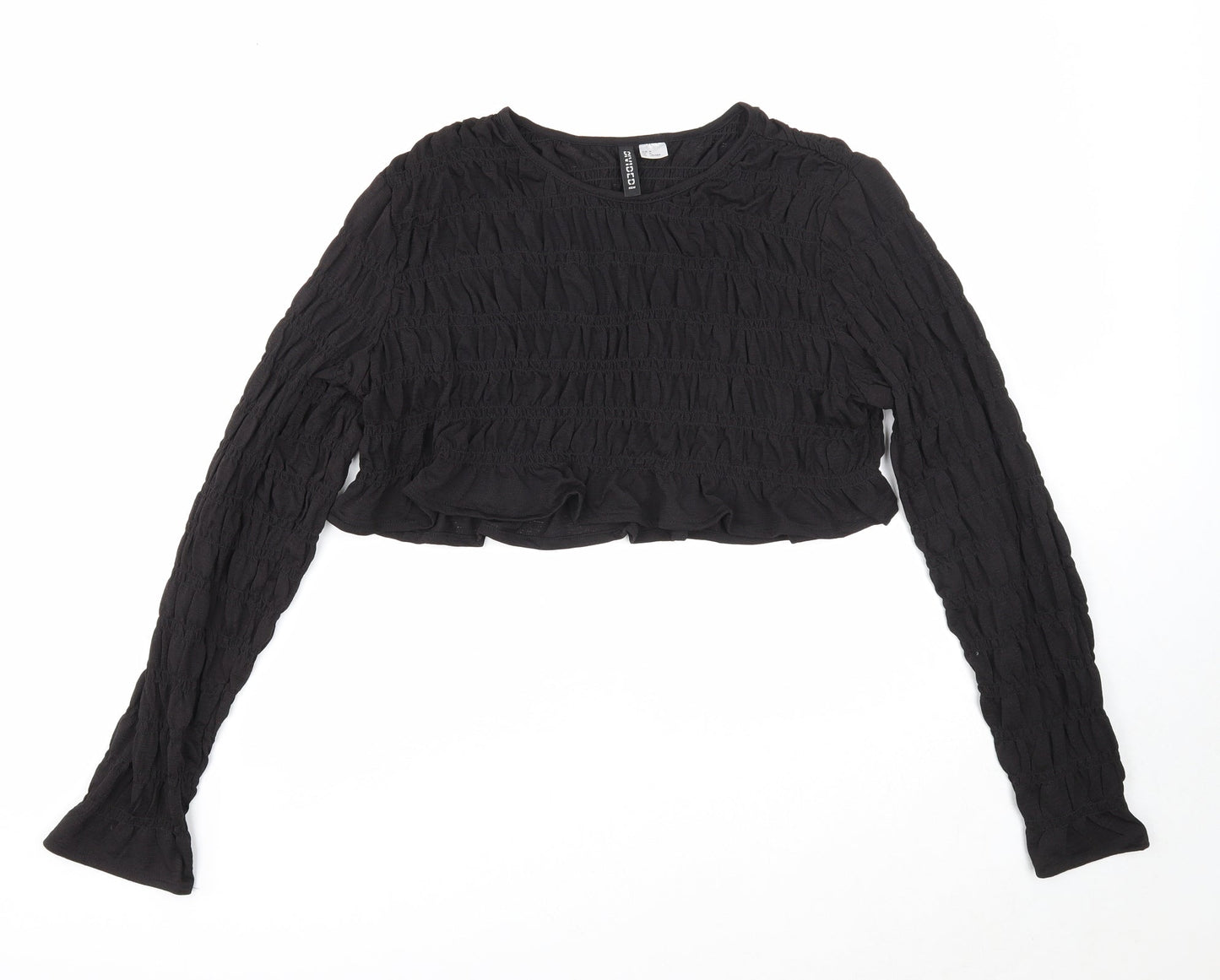 Divided Womens Black Polyester Cropped T-Shirt Size M Round Neck