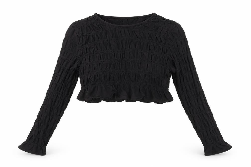 Divided Womens Black Polyester Cropped T-Shirt Size M Round Neck