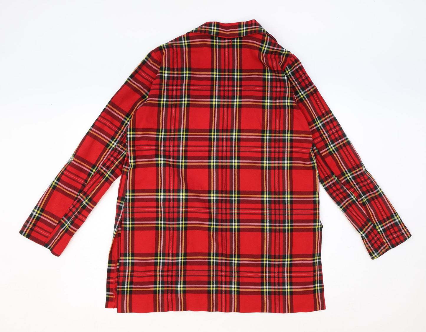 Stradivarius Womens Red Geometric Polyester Basic Blouse Size L V-Neck