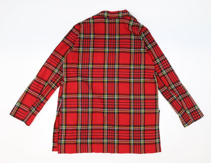 Stradivarius Womens Red Geometric Polyester Basic Blouse Size L V-Neck