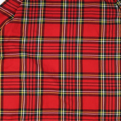 Stradivarius Womens Red Geometric Polyester Basic Blouse Size L V-Neck