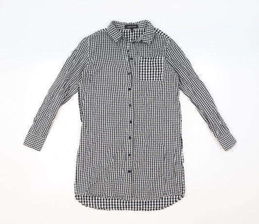 Cameo Rose Womens Black Geometric Cotton Basic Button-Up Size 10 Collared