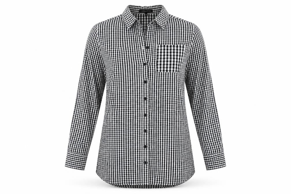 Cameo Rose Womens Black Geometric Cotton Basic Button-Up Size 10 Collared
