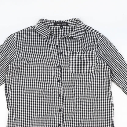 Cameo Rose Womens Black Geometric Cotton Basic Button-Up Size 10 Collared