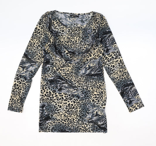 Izabel Womens Multicoloured Animal Print Polyester A-Line Size M Round Neck Pullover - Leopard Pattern