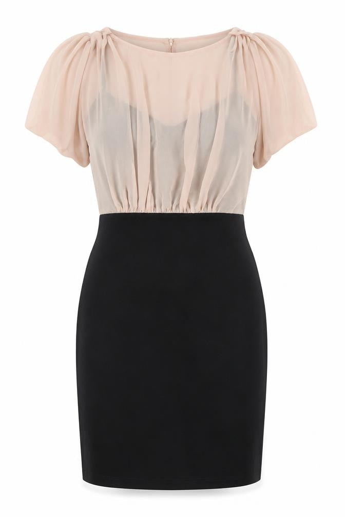 Miss Selfridge Womens Black Colourblock Polyester A-Line Size 8 Round Neck Button