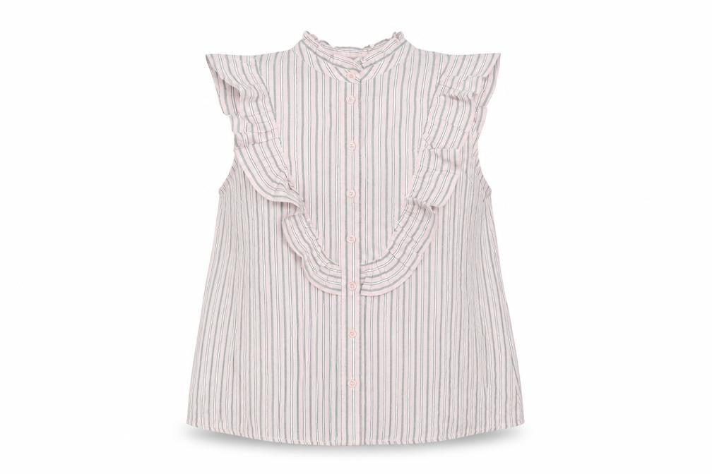 Topshop Womens Pink Striped Viscose Basic Button-Up Size 10 Round Neck