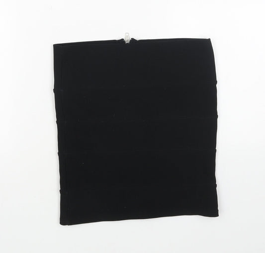 Preworn Womens Black Polyester Bandage Skirt Size 10 Zip