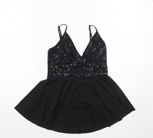 MOTIVI Womens Black Polyester Camisole Tank Size M V-Neck