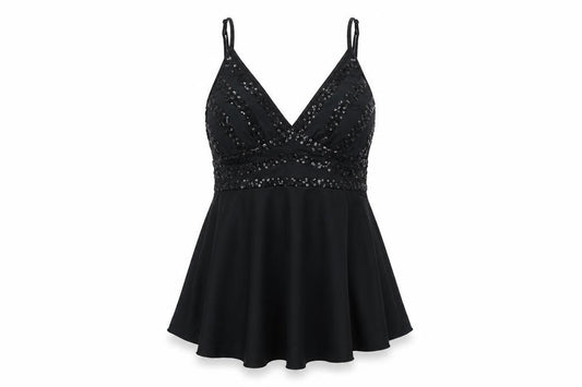 MOTIVI Womens Black Polyester Camisole Tank Size M V-Neck