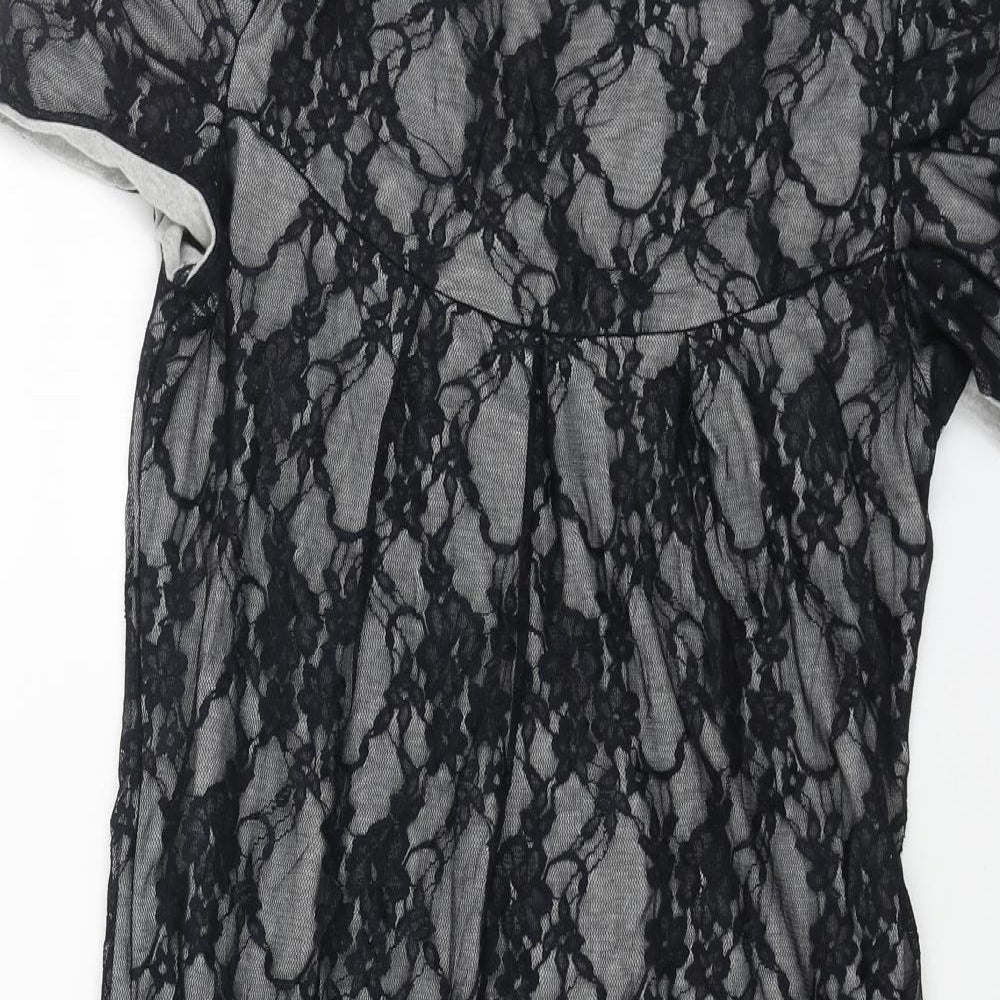 WalG Womens Blue Floral Polyester A-Line Size S Round Neck Pullover