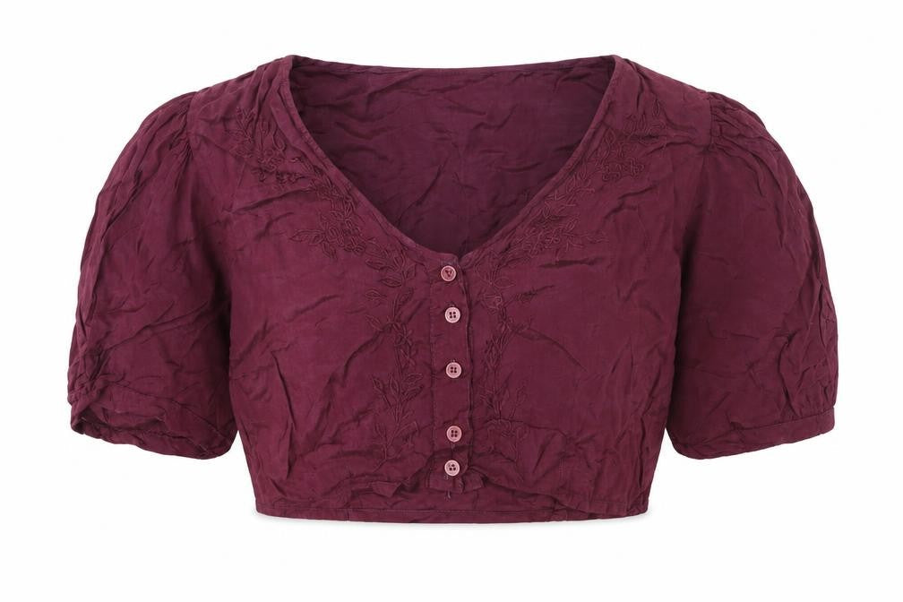 Preworn Womens Purple Viscose Cropped Button-Up One Size V-Neck