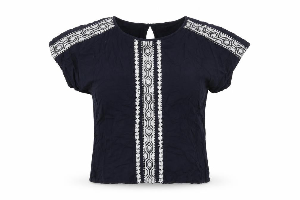 Only Womens Black Viscose Basic Blouse Size 6 Round Neck