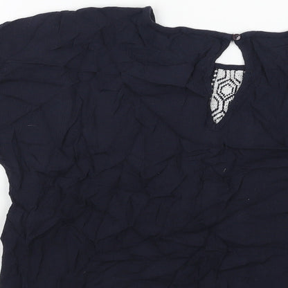 Only Womens Black Viscose Basic Blouse Size 6 Round Neck