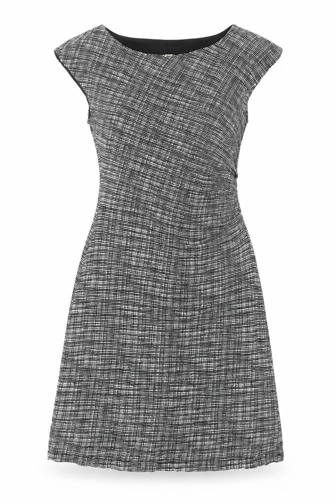 LOFT Womens Black Geometric Viscose A-Line Size S Boat Neck Pullover