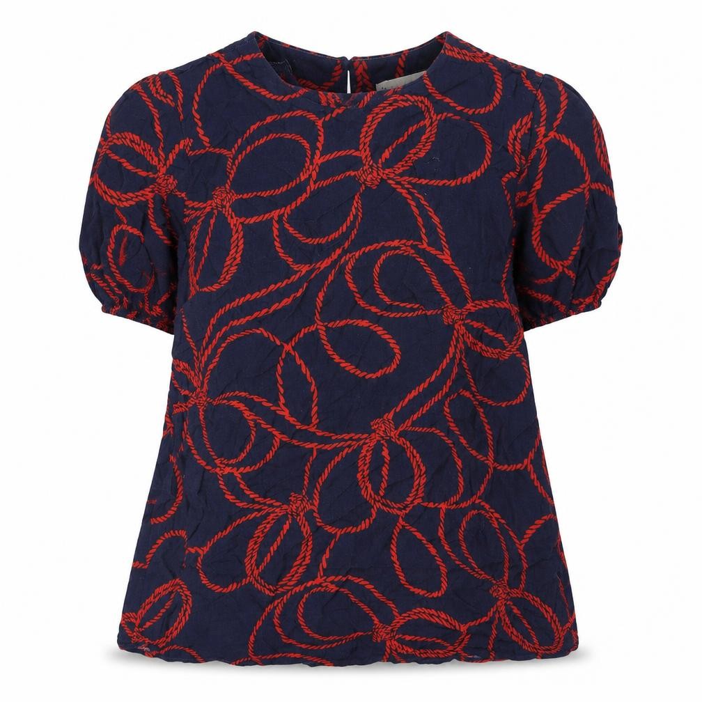 Warehouse Womens Blue Geometric Viscose Basic Blouse Size 6 Round Neck