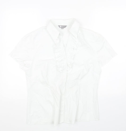 IA MODA Womens White Polyester Basic Button-Up Size 20 Collared