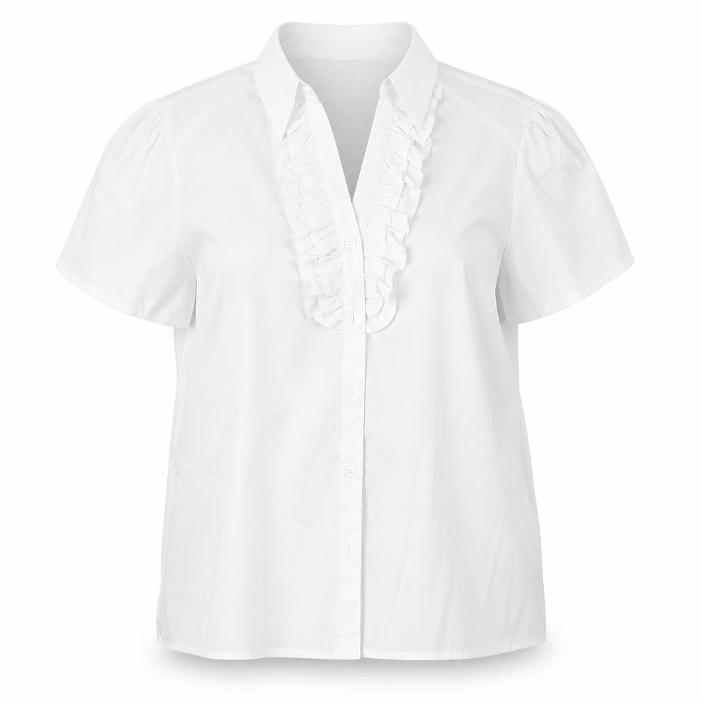 IA MODA Womens White Polyester Basic Button-Up Size 20 Collared