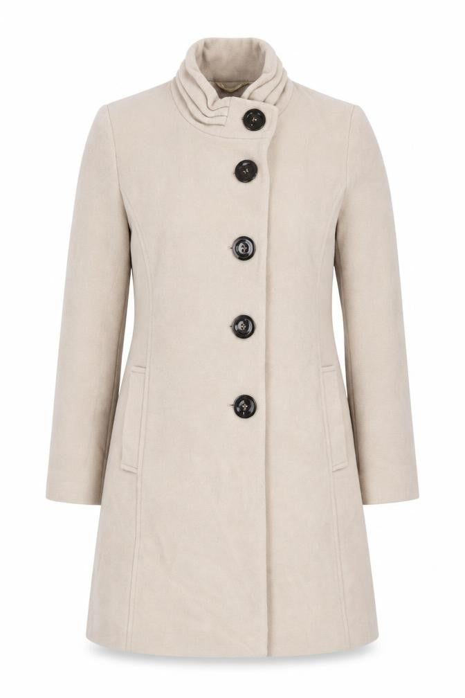 Grey Osbourn Womens Ivory Pea Coat Coat Size 12 Button