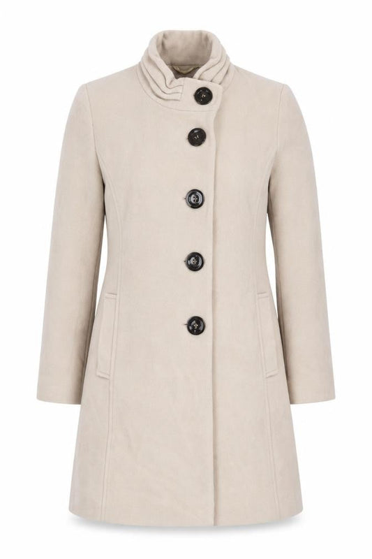 Grey Osbourn Womens Ivory Pea Coat Coat Size 12 Button