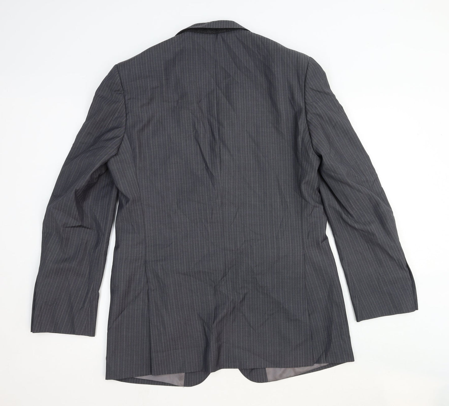 Marks and Spencer Mens Grey Striped Wool Jacket Suit Jacket Size 40 Regular