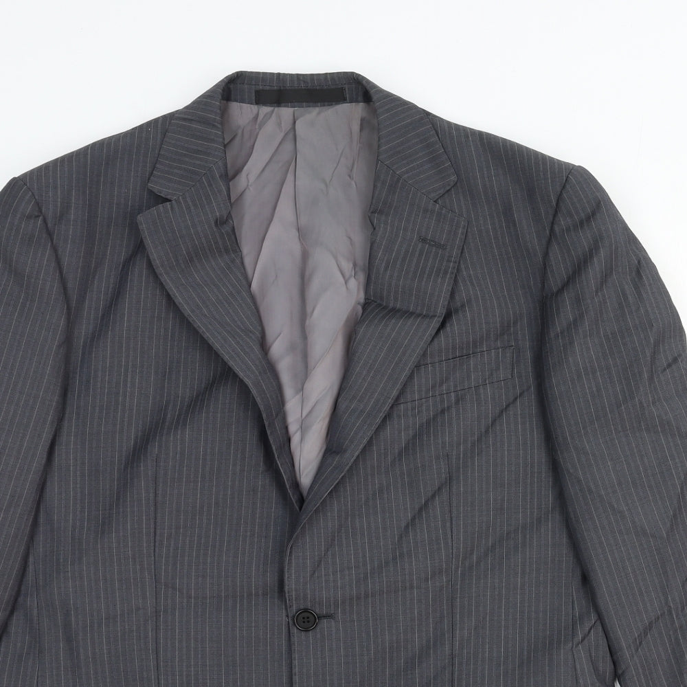 Marks and Spencer Mens Grey Striped Wool Jacket Suit Jacket Size 40 Regular