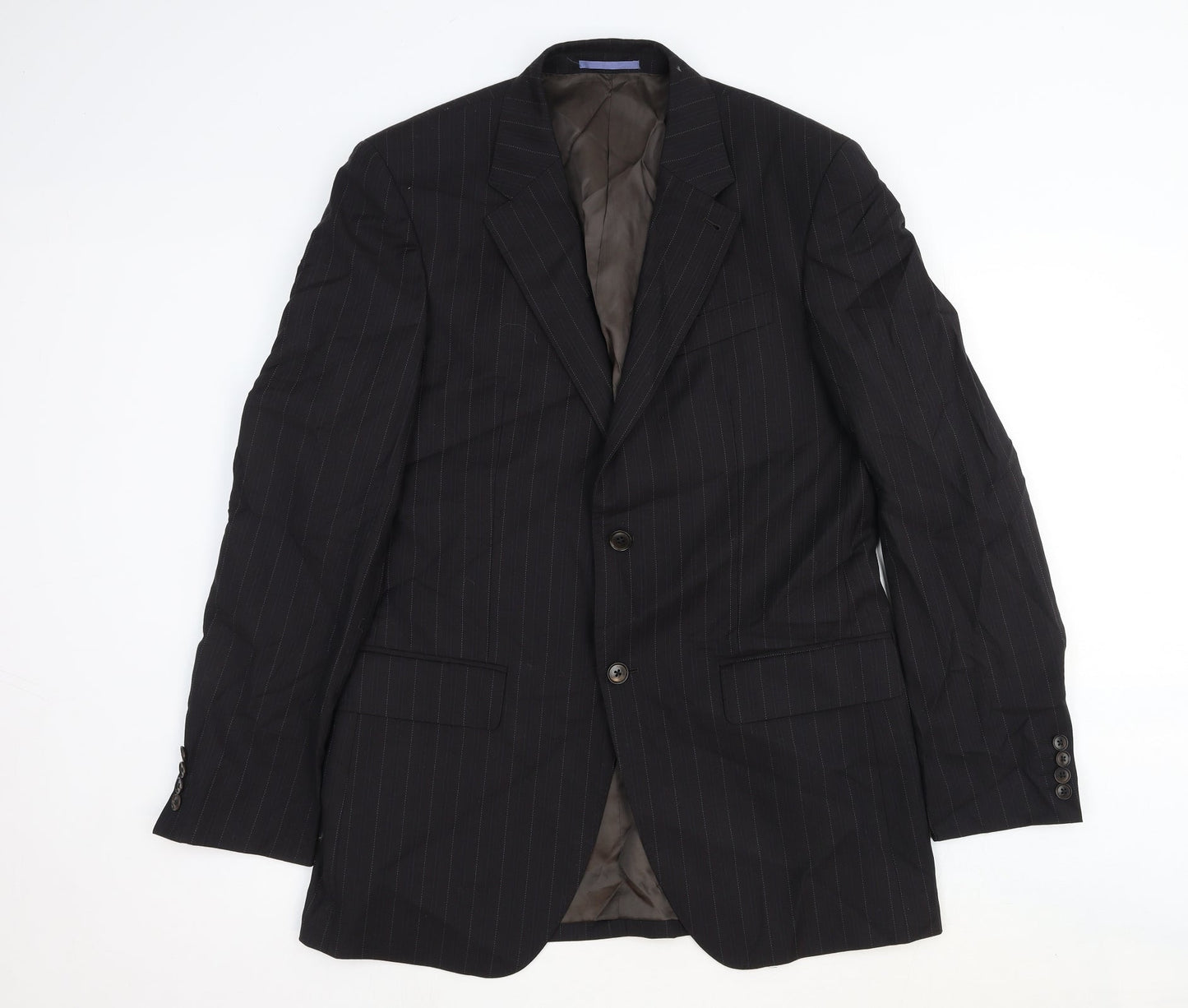 NEXT Mens Black Striped Wool Jacket Suit Jacket Size 40 Regular