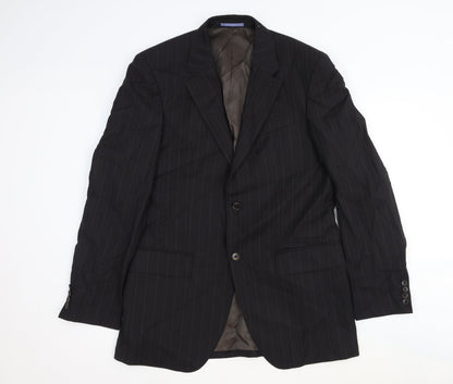 Next Mens Black Striped Wool Jacket Suit Jacket Size 40 Regular