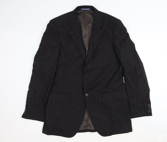 NEXT Mens Black Striped Wool Jacket Suit Jacket Size 40 Regular