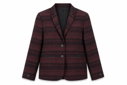 NW 3 Womens Red Striped Wool Jacket Blazer Size 12