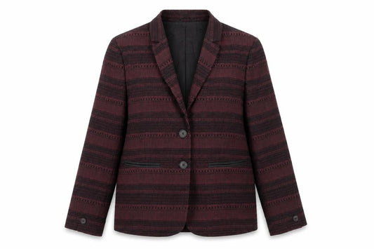 NW 3 Womens Red Striped Wool Jacket Blazer Size 12