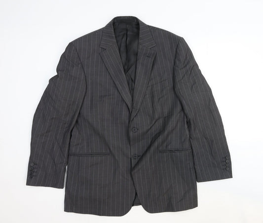 Marks and Spencer Mens Grey Striped Wool Jacket Suit Jacket Size 40 Regular
