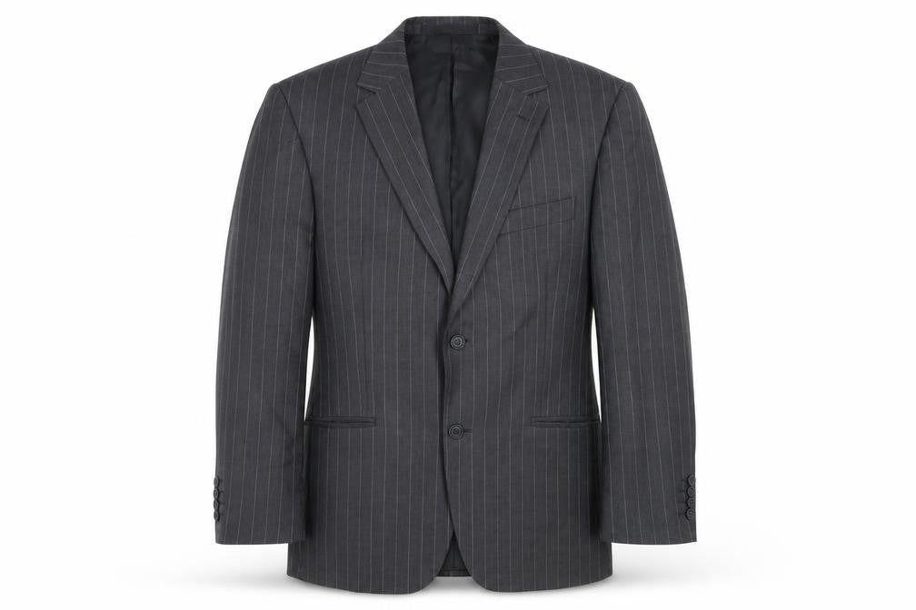 Marks & Spencer Mens Grey Striped Wool Jacket Suit Jacket Size 40 Regular