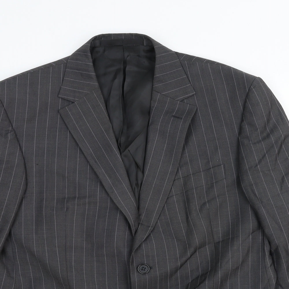 Marks and Spencer Mens Grey Striped Wool Jacket Suit Jacket Size 40 Regular