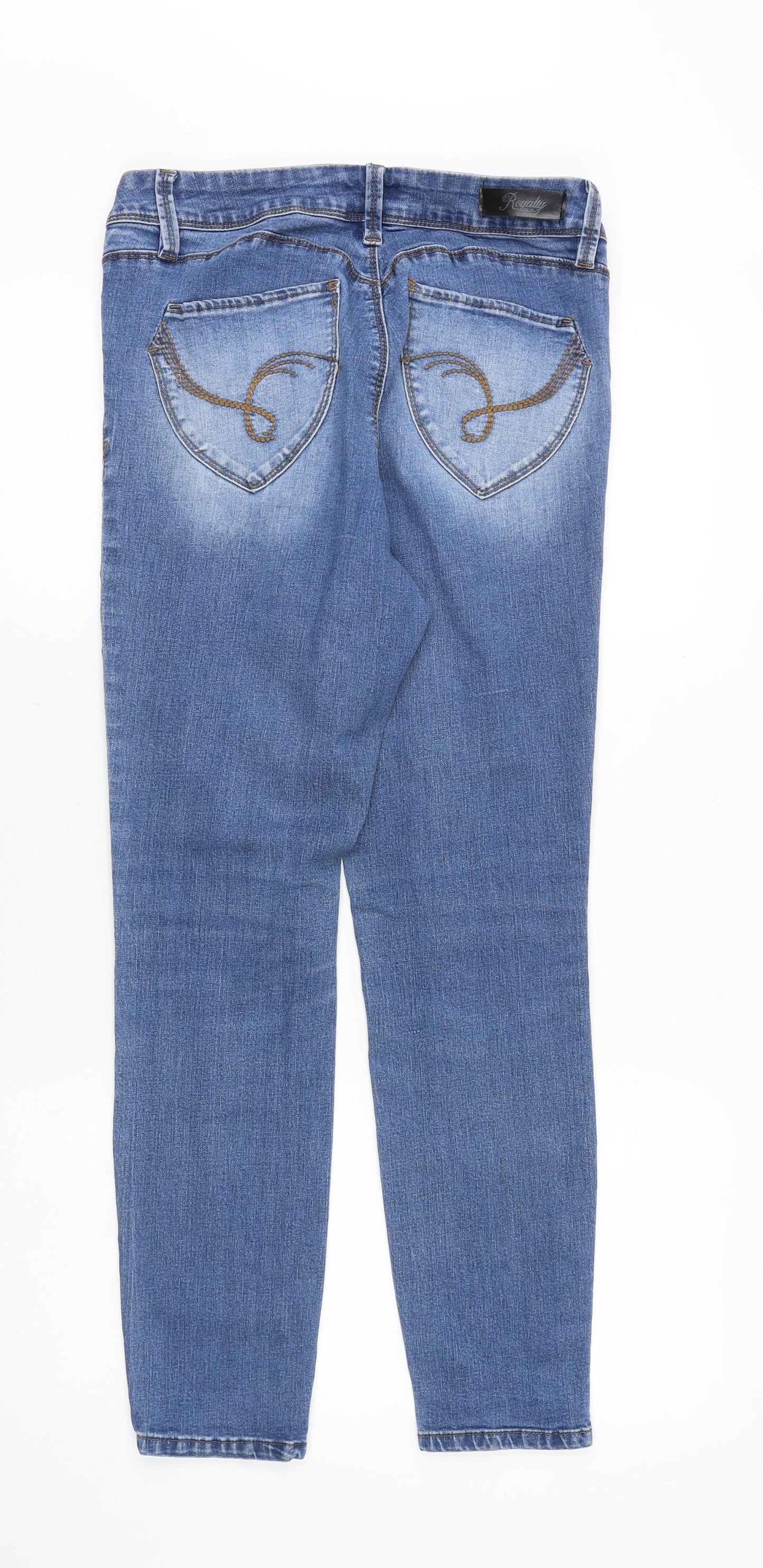 Royalty Womens Blue Cotton Skinny Jeans Size 6 Slim Zip