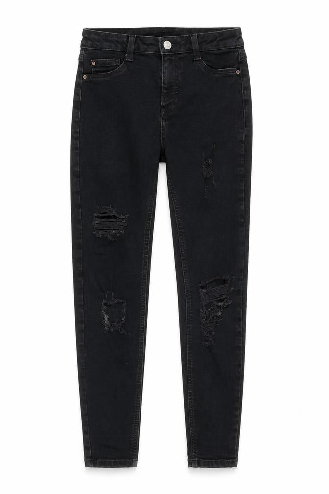 Denim & Co. Womens Black Cotton Skinny Jeans Size 8 Slim Zip
