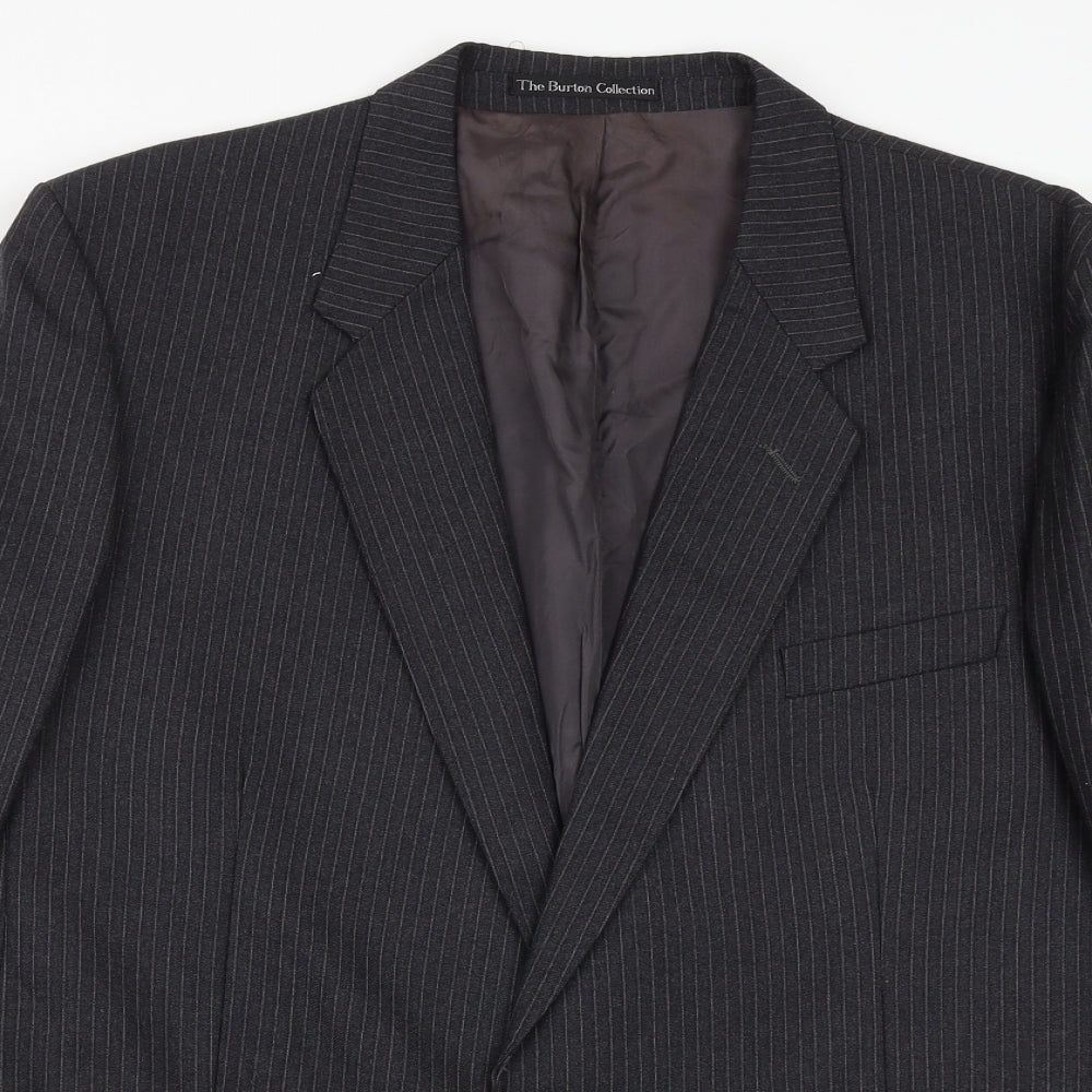 The Burton Collection Mens Grey Striped Wool Jacket Suit Jacket Size 46 Regular