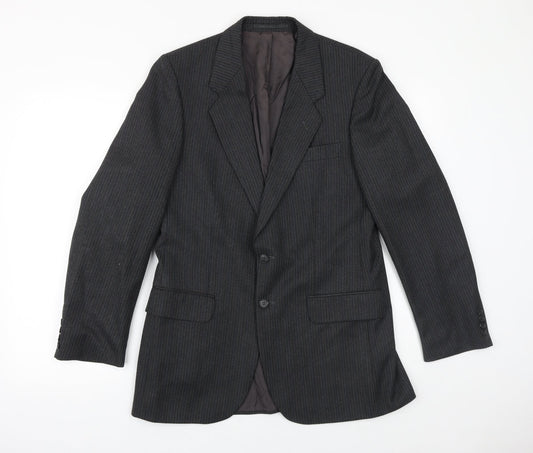 St Michael Mens Grey Striped Polyester Jacket Suit Jacket Size 38 Regular