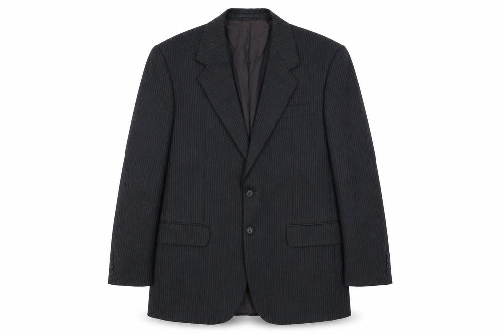 St Michael Mens Grey Striped Polyester Jacket Suit Jacket Size 38 Regular