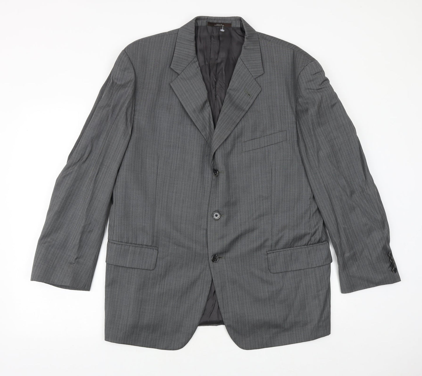 Joseph Abboud Mens Grey Striped Wool Jacket Suit Jacket Size 42 Regular