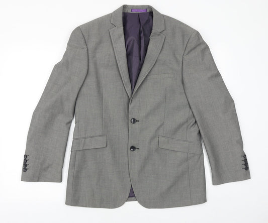 Burton Mens Grey Viscose Jacket Suit Jacket Size 38 Regular