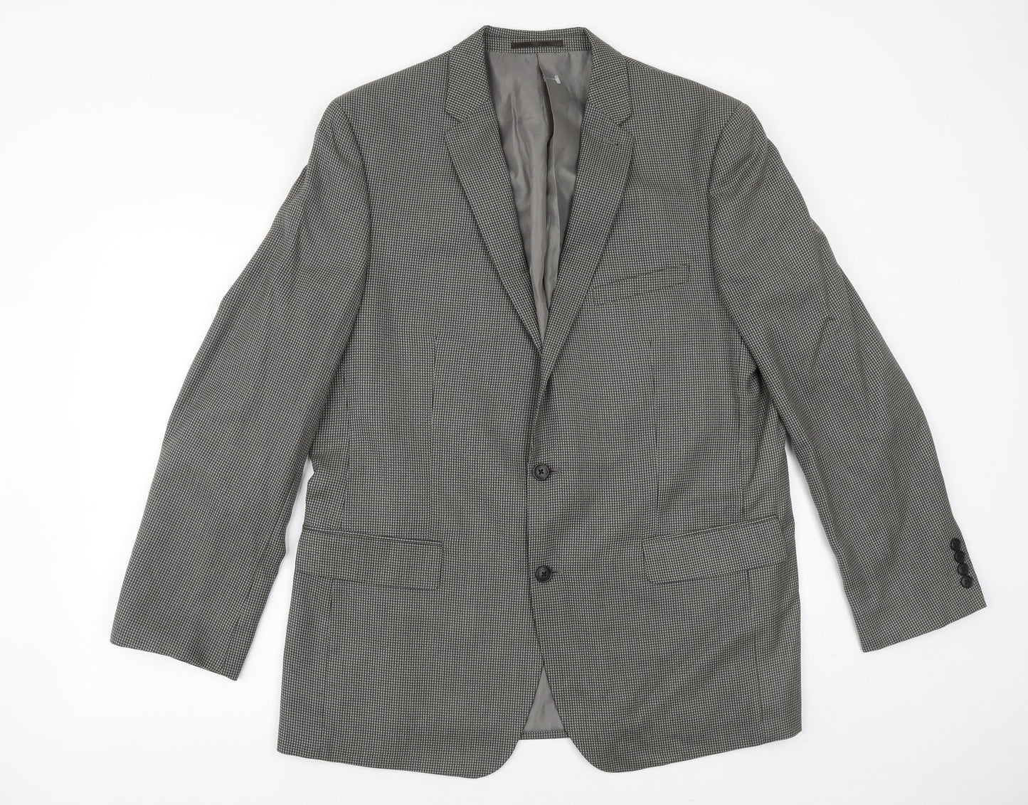 Taylor & Wright Mens Grey Geometric Polyester Jacket Suit Jacket Size 44 Regular