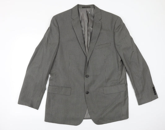 Taylor & Wright Mens Grey Geometric Polyester Jacket Suit Jacket Size 44 Regular