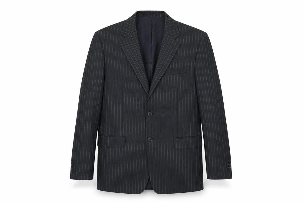 Preworn Mens Black Striped Viscose Jacket Suit Jacket Size 40 Regular