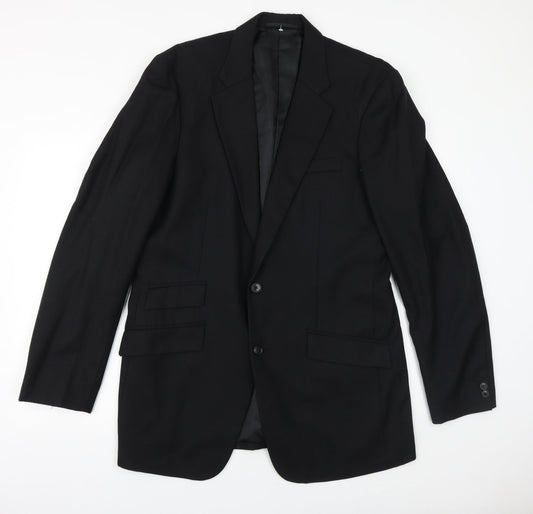 WILLIAM CHENG & SON Mens Black Wool Jacket Suit Jacket Size 40 Regular