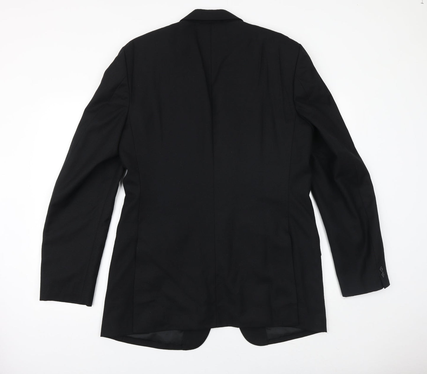WILLIAM CHENG & SON Mens Black Wool Jacket Suit Jacket Size 40 Regular