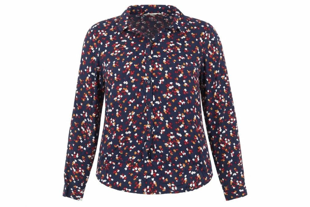 Clockhouse Womens Blue Floral Viscose Basic Button-Up Size 8 Collared